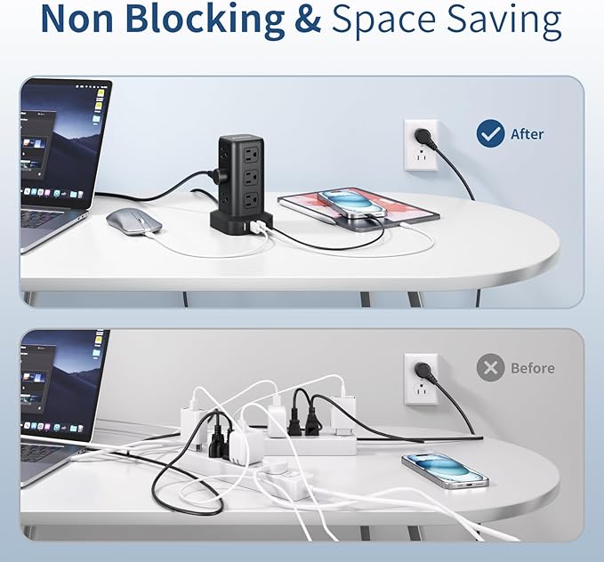 AnnTane Surge Protector Power Strip 6.5 FT Cord, Power Strip Tower - Image 4