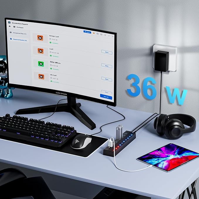 ONFINIO Powered USB Hub, 10-Port USB Splitter Hub - Image 9