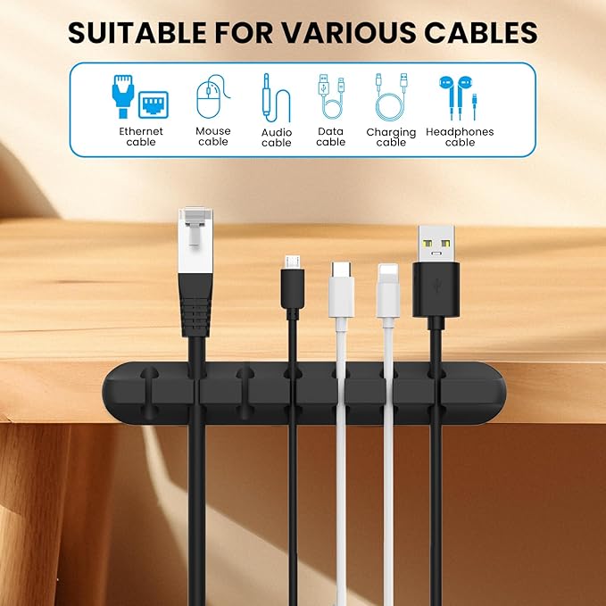 AhaStyle Cable Clips, 3 Pack Cord Holders Cable Organizer Self Adhesive Cord - Image 2