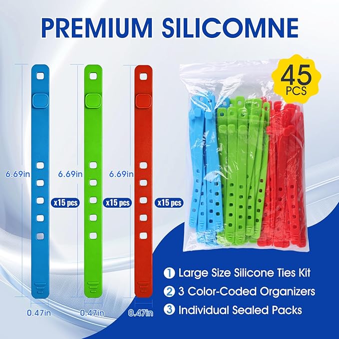 AROIC Reusable Silicone Cable Ties, Washable Cable Management - Image 2