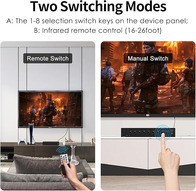 RuiPuo 8-Input to 1-HDMI-Output Converter Switchbetween Quick Different Sources - Image 6