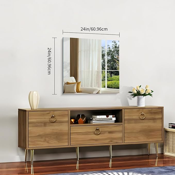 CILIBER Frameless Mirror, 24x24 inch Square Bathroom Mirrors - Image 8