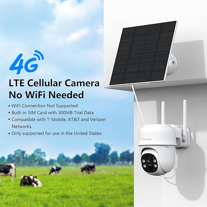 Cinnado 4G LTE Cellular Security Camera-No WiFi Outdoor Camera Wireless - Image 2