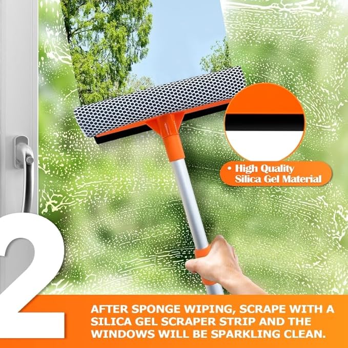 ARTIPOLY Squeegee for Window | 2-in-1 Window Cleaner Sponge and Soft Rubber - Image 5