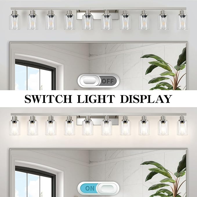 DIKAIDA Brushed Nickel Bathroom Vanity Light, 10-Light Vanity Lights - Image 5