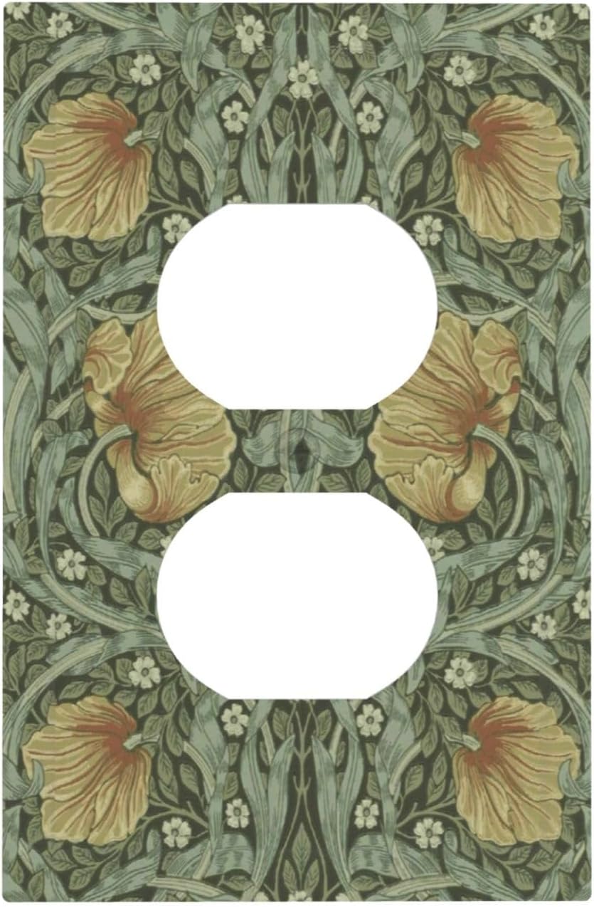 William Morris Flowers Vintage Flora Botanical Sage Outlet Covers 1 Gang Duplex Light Switch Cover Decorative Switch Plates Electrical Receptacle Faceplate Wall Plate for Bedroom Living Room Decor
