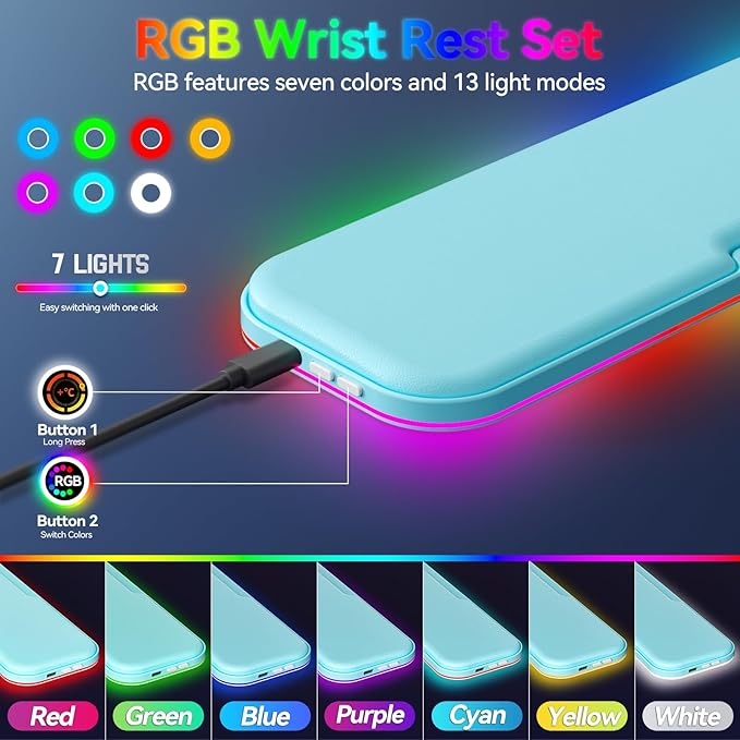 2-in-1 Heated Wrist Rest Set, Ergonomic Memory Wrist Pad - Image 3