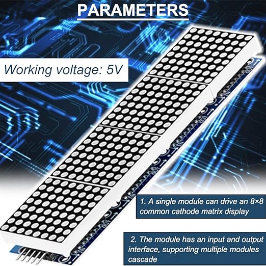 DAOKAI MAX7219 Dot Matrix Module 8 x 32 MCU Control Driver Board Green LED - Image 2