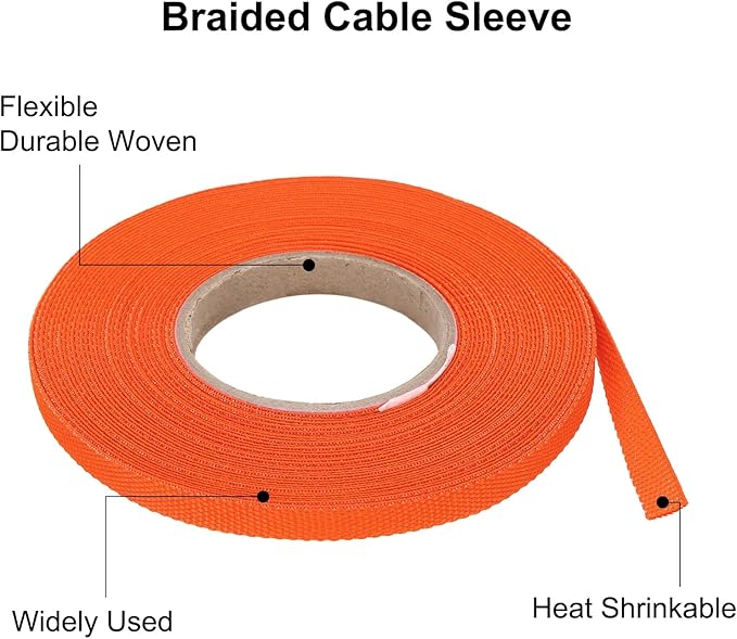 MECCANIXITY Braided Cable Sleeves Heat Shrinkable Fabric Sleeving, 1/4" 40ft - Image 4