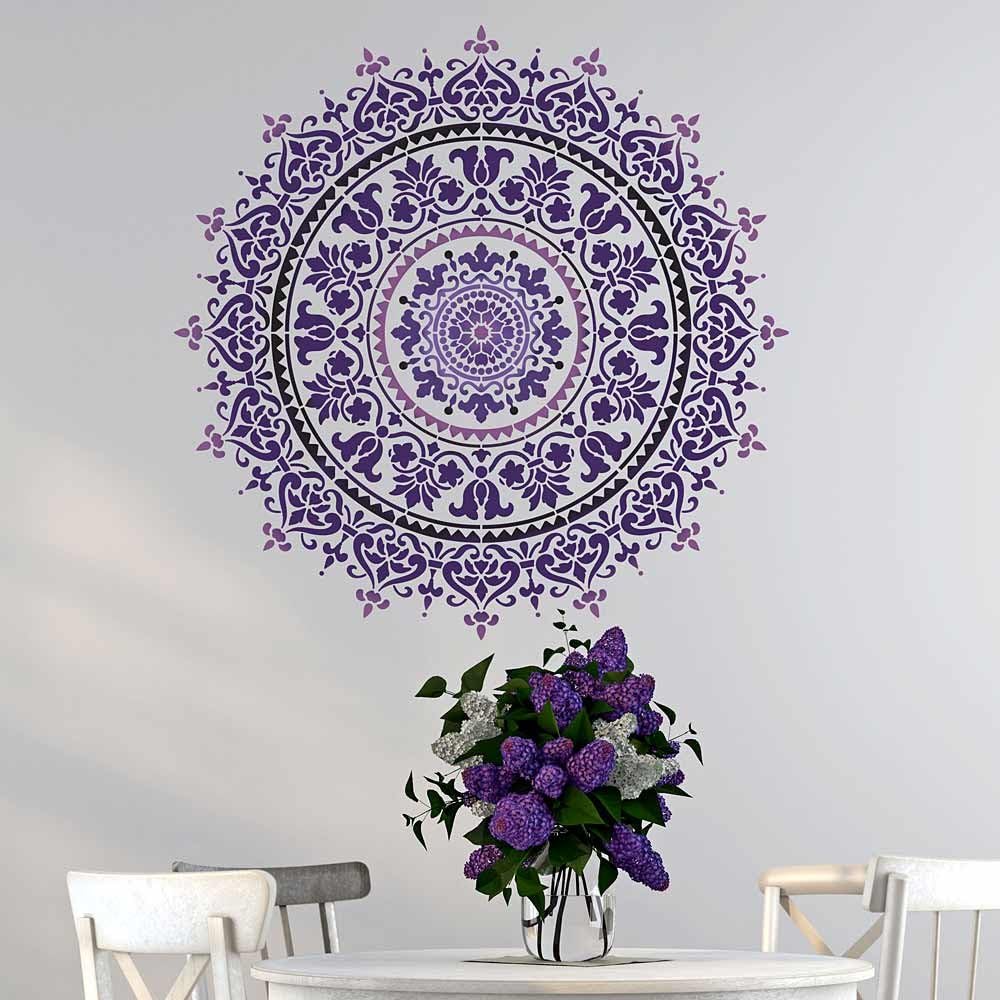 36" Large Mandala Stencil - Reusable Prosperity Mandala Stencil for Painting Walls, Wood, Furniture - DIY Art for Home Decor - Cutting Edge Stencils