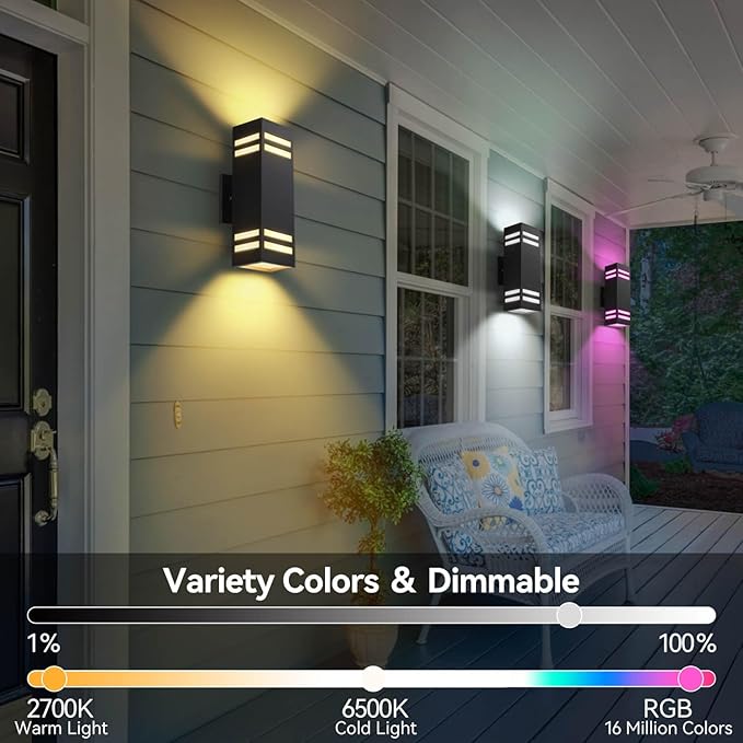 Zinola Outdoor Smart Wall Lights 2 Pack, Aluminum Exterior Lighting Fixtures - Image 4