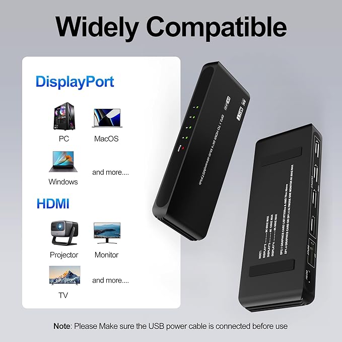 DisplayPort to HDMI Splitter for 4 Monitors, 8K@60Hz HDMI Splitter Extended - Image 7