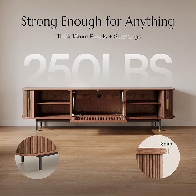 POVISON Fully-Assembled Mid Century Modern TV Stand - Image 6