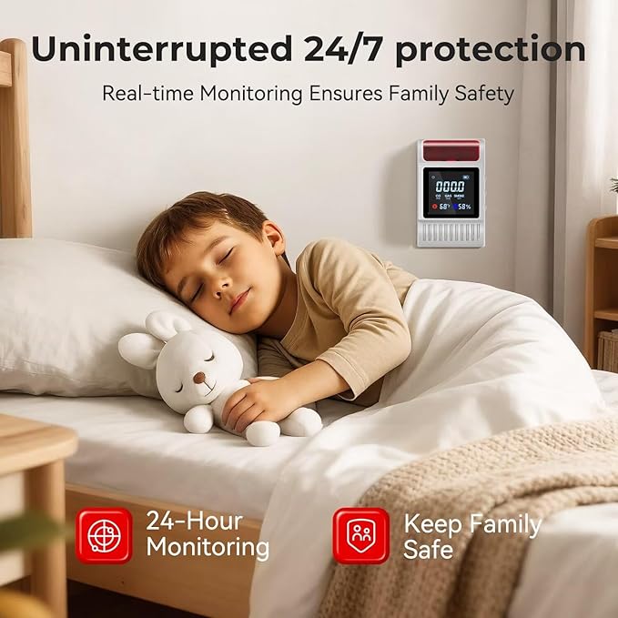 Nicbee 6-in-1 Smoke and Carbon Monoxide Detectors Plug in, Gas Leak Detector - Image 4