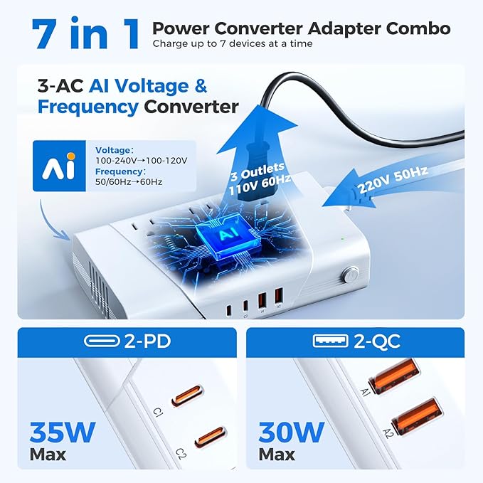 DOACE 800W Pure Sine Wave Voltage Converter US to Europe - 220V to 110V - Image 2