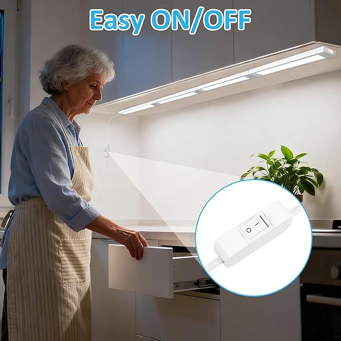 maylit Under Cabinet Lighting Plug in, Renter Friendly Lamp, Wired Indoor Lights - Image 3