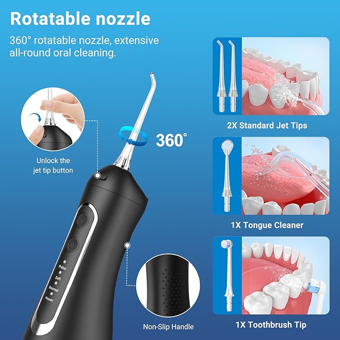 JNGOODS Cordless Water Dental Flosser Oral irrigator, JNGOODS 300ml - Image 4