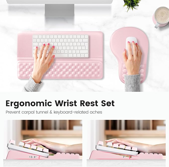 Ospelelf Ergonomic Mouse Pad and Keyboard Stand Wrist Rest Set, Memory Foam - Image 2