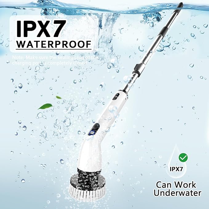 TUYU Electric Spin Scrubber, Full-Body IPX7 Waterproof Bathroom Scrubber - Image 6