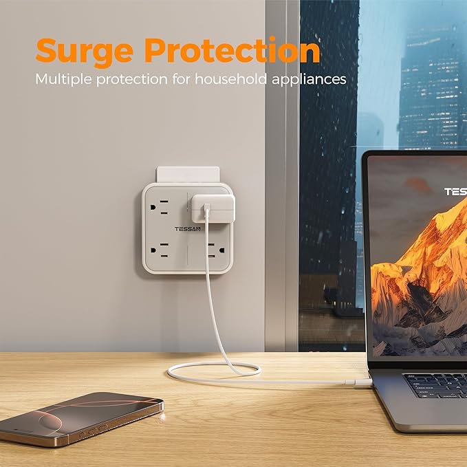 Multi Plug Outlet Extender, TESSAN Surge Protector Splitter - Image 2