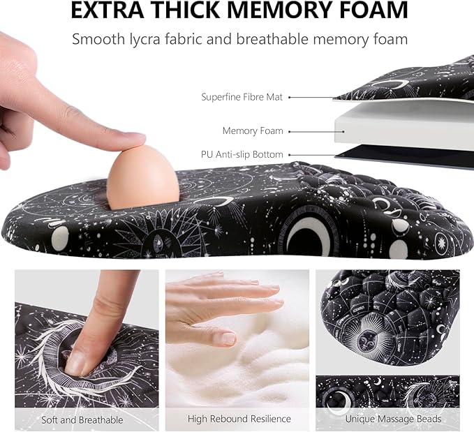 Laokiiy Mouse Pad Wrist Support, 2 in1 Keyboard Wrist Rest+ Ergonomic Mouse Pad - Image 3