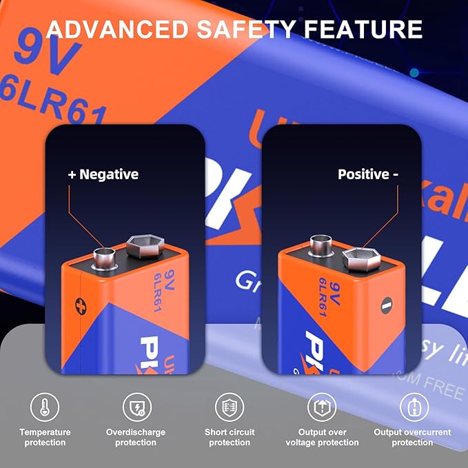 PKCELL 9v Maximum Power Dry Battery – Ultra Long-Lasting 9V Batteries - Image 3
