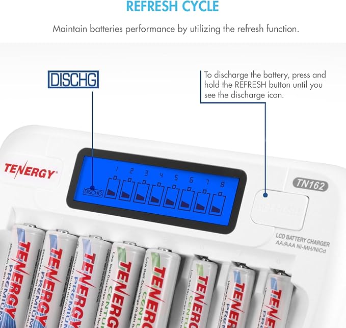 Tenergy TN162 8-Bay Smart LCD Battery Charger - Image 3