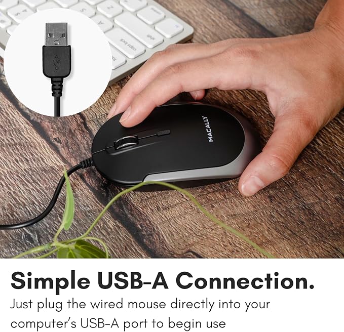 Macally Silent Wired Mouse - Image 3