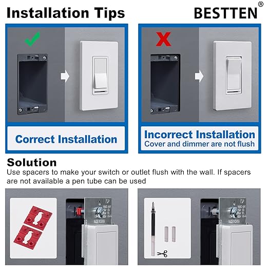 BESTTEN 6 Pack Dimmer Wall Light Switch, Compatible - Image 7