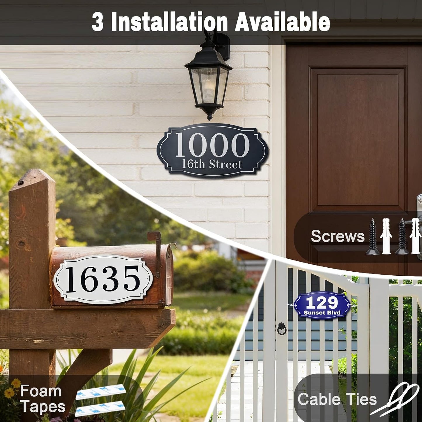 Metal Address Signs for Houses Rustproof Aluminum House Numbers for Outside | 80Mill Thick Metal Rustproof Aluminum Custom Home Address Signs Mailbox Plaque for Door, Yard, Street 12x6/16x8In 12 Colors