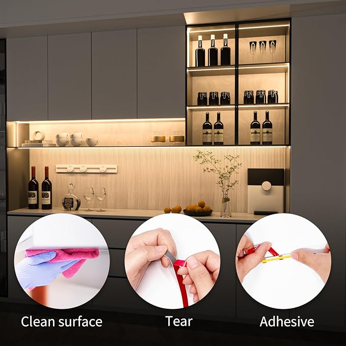 WOBANE Under Cabinet Lighting Kit, 9.8ft COB Light Strip - Image 4
