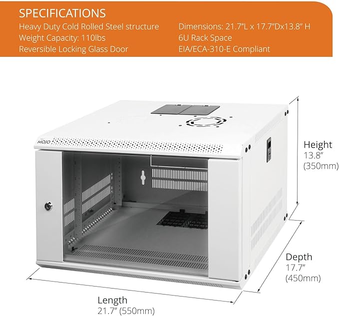 Tecmojo 6U Wall Mount Rack Network Cabinet - Image 2