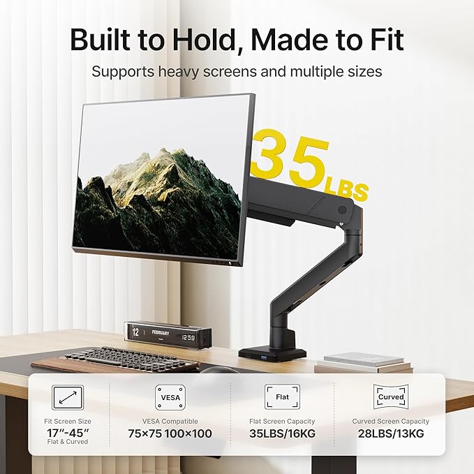 monTEK Single Monitor Arm with USB - Image 2