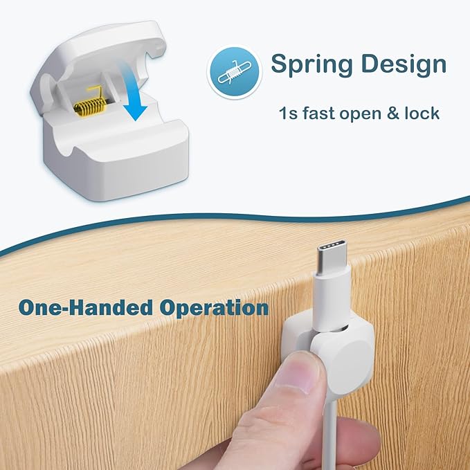 Lancord 8 Pack Cord Organizer Holder, Rotatable Cable Clips, Spring Cord Holder - Image 5