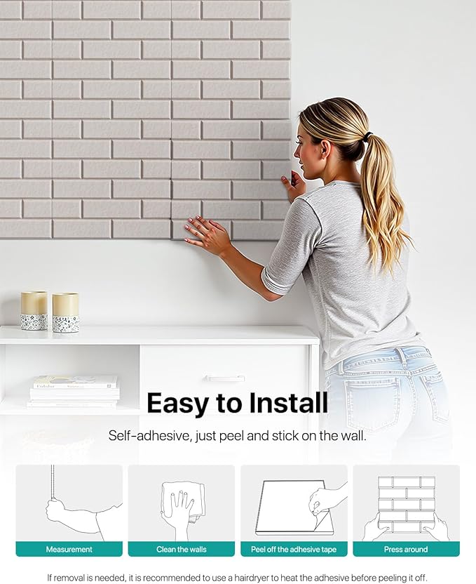 Soundsbay Acoustic Wall Panels, Self Adhesive Acoustic Panels, 12 Pack Brick - Image 7