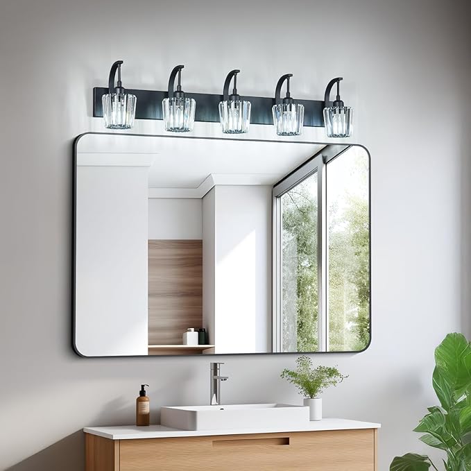 FDPBY Modern Bathroom Vanity Light, 5-Light Black Wall Sconce - Image 6