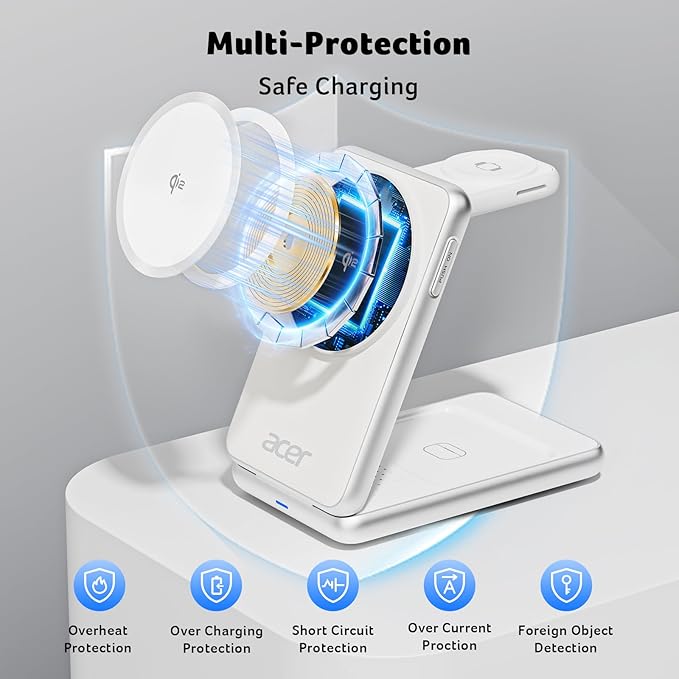Acer 3 in 1 Charging Station for iPhone, Wireless Charger Stand, 15W Fast - Image 7