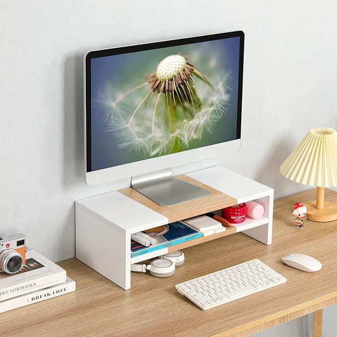TEAMIX 2 Tiers Desktop Monitor Stand Riser 20 Inch Printer Stand - Image 2