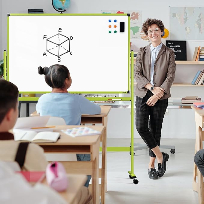 Rolling Whiteboard, 48x32 Inches Mobile Whiteboard on Wheels, Magnetic Dry - Image 7