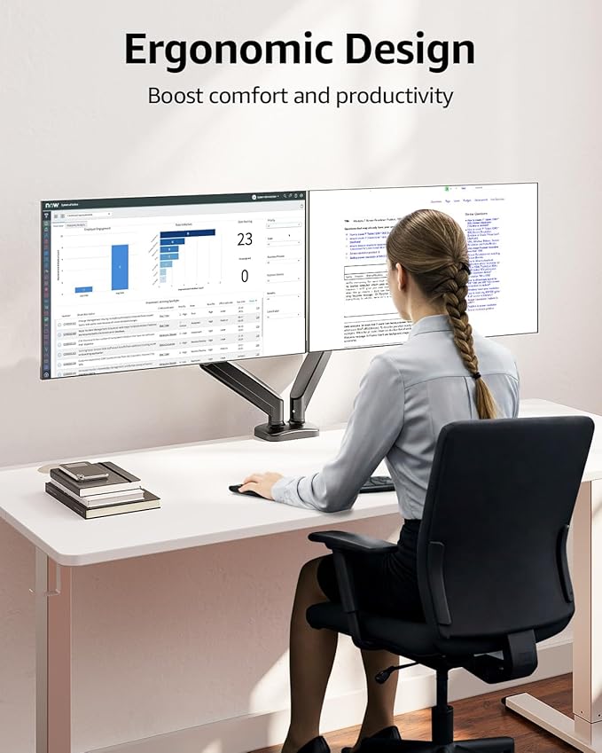 MOUNTUP Dual Monitor Stand for Desk, Monitor Arms for 2 Monitors 32 27 24 22 - Image 9