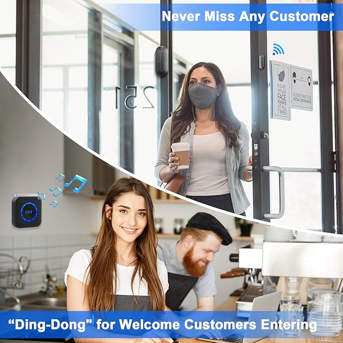 SanJie Wireless Door Chime for Business When Entering Door Entry Chime Door Bell - Image 4