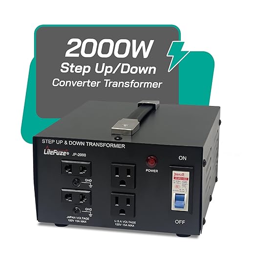 LiteFuze 2000 Watt Japan Voltage Converter Transformer Step Up/Down - 100v to - Image 4