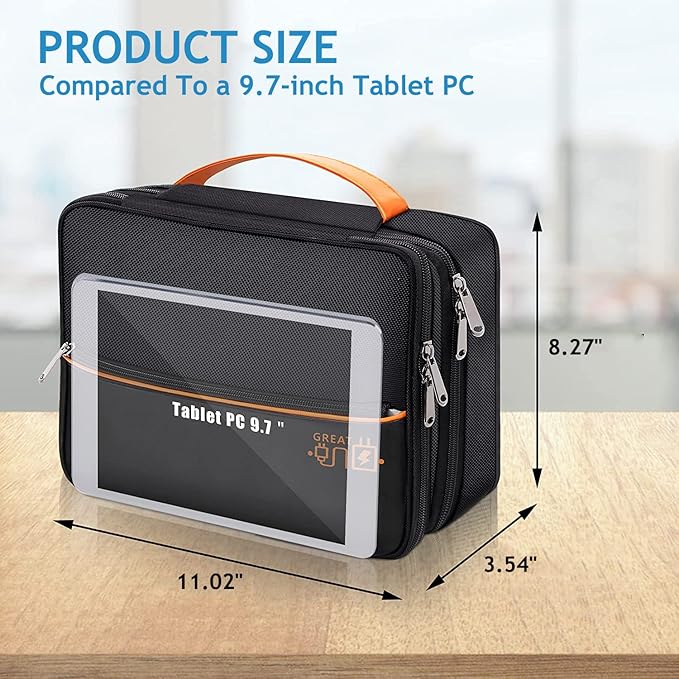 Electronics Travel Organizer, Double Layer Cable Organizer Bag Waterproof - Image 2