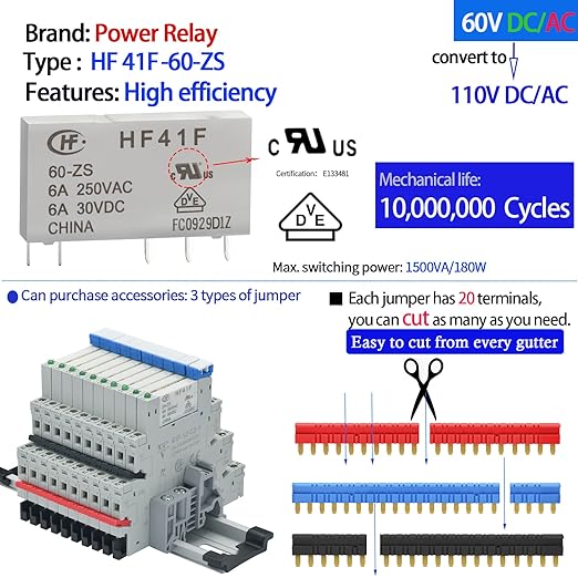 Electromechanical Relay Miniature Power Relay 110V/ 120V AC/DC HF41F/60-ZS 1NO - Image 6