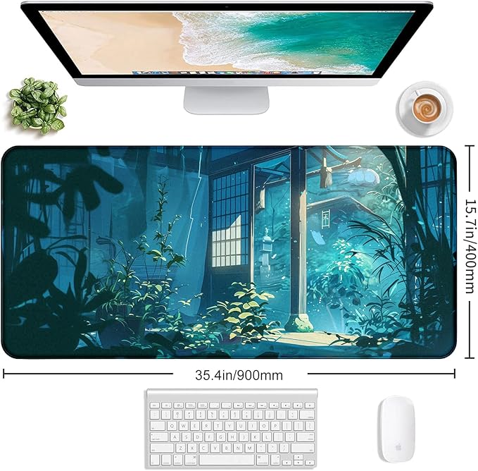 Anime Tropical Plants XL Extended Game Keyboard Pad, Women's Office Decoration - Image 2