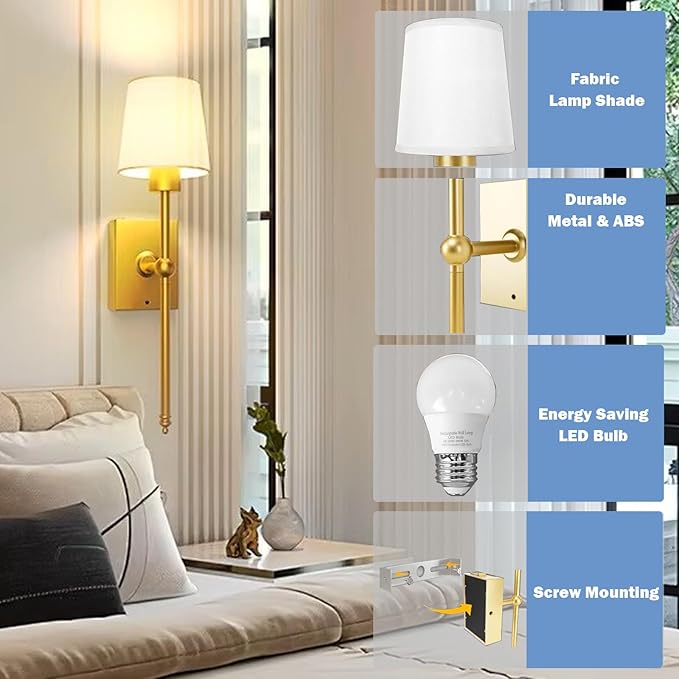 Upgrade Battery-Operated Wall Sconces Set of 2 pieces: Rechargeable Wall Lights - Image 4