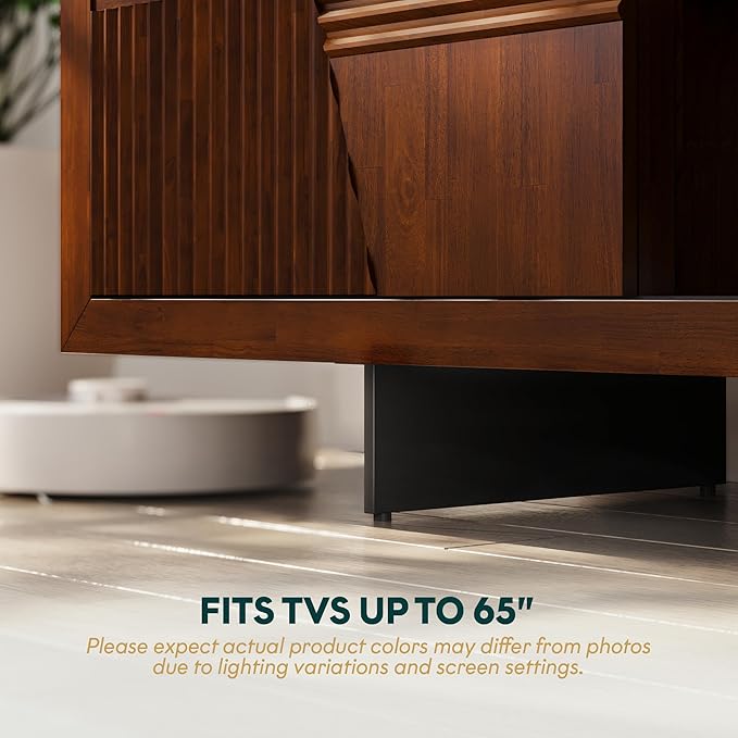 Trapeze TV Stand for Living Room – Wooden Media Console - Image 6
