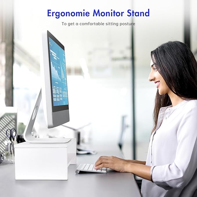 BEYGORM White Monitor Stand Riser - Image 2