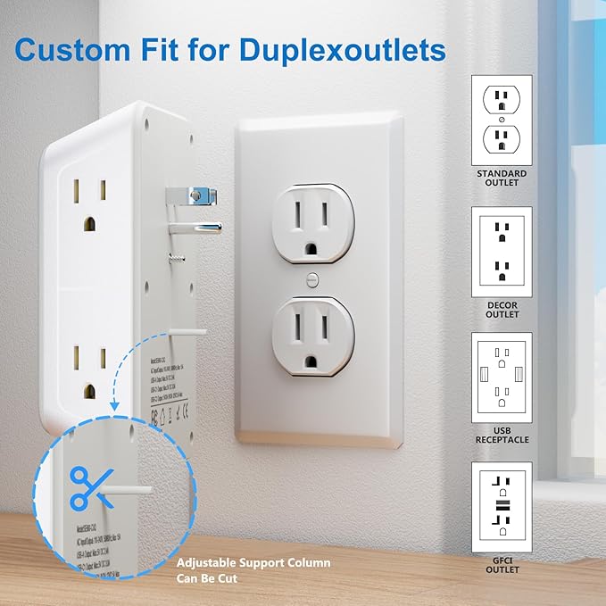 JcBlaon Surge Protector Outlet Extender 6 Outlet Extender - Image 6