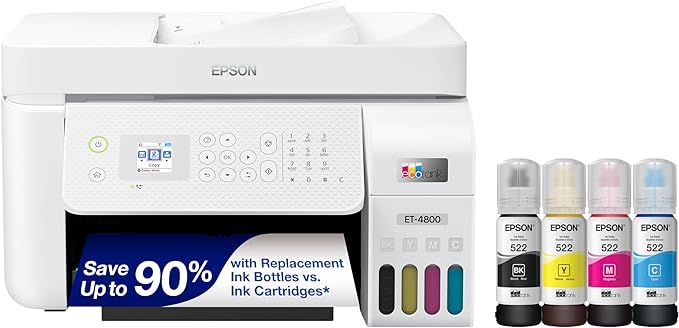 Epson EcoTank ET-4800 Wireless All-in-One Cartridge-Free Supertank Printer by Epson